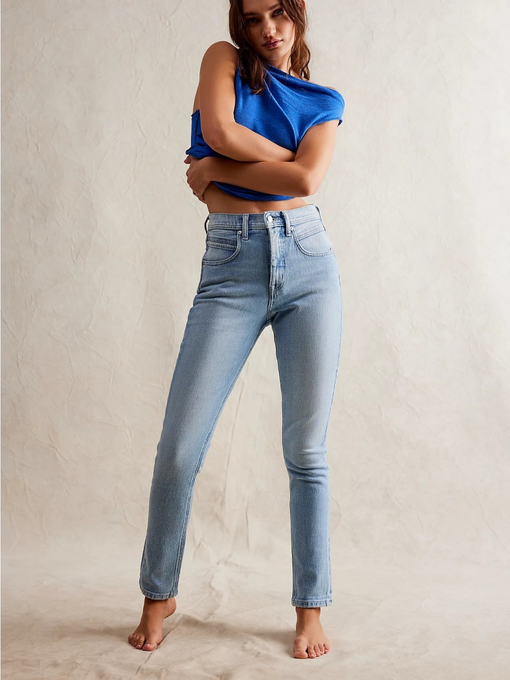 Free People Leila High-waist Blue Jeans